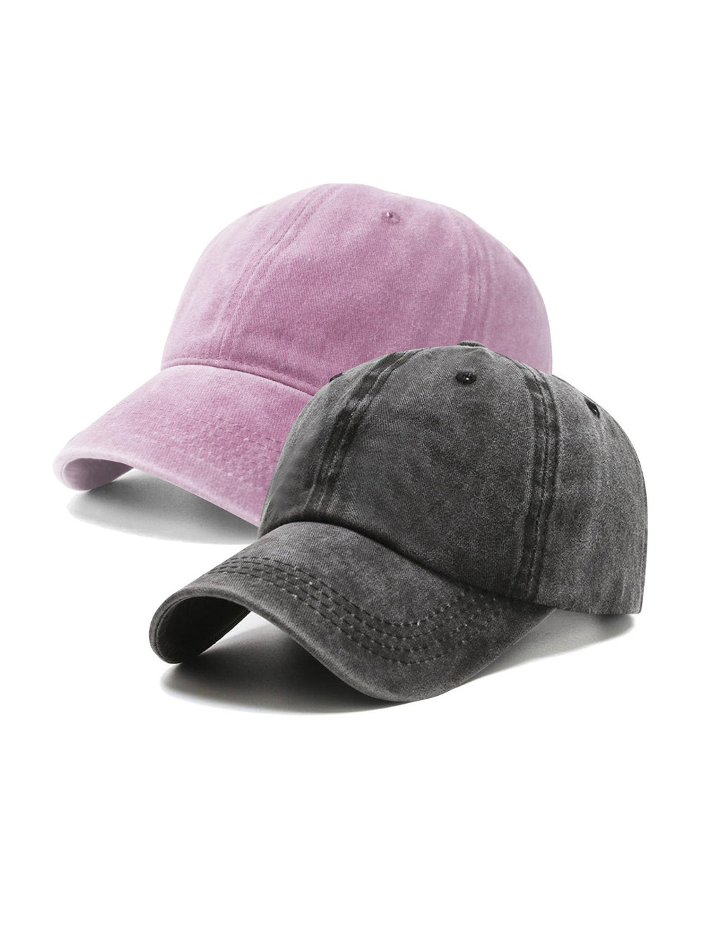2 Packs Vintage Washed Distressed Baseball Cap | Pink, Black(Washed) | Size OS